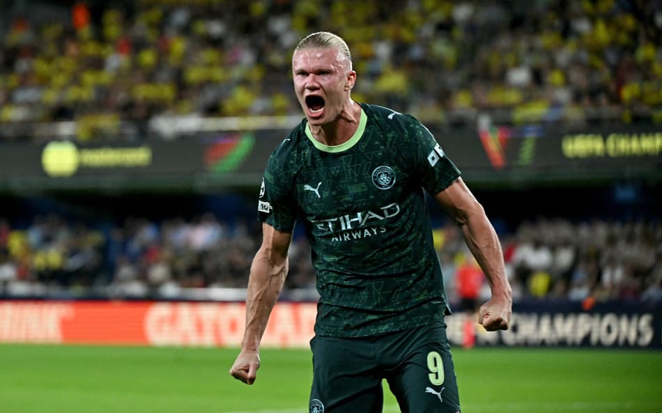 Com gol de Haaland, Manchester City venceu o Villarreal por 2 a 0, pela Champions League (Foto: JAVIER SORIANO / AFP)