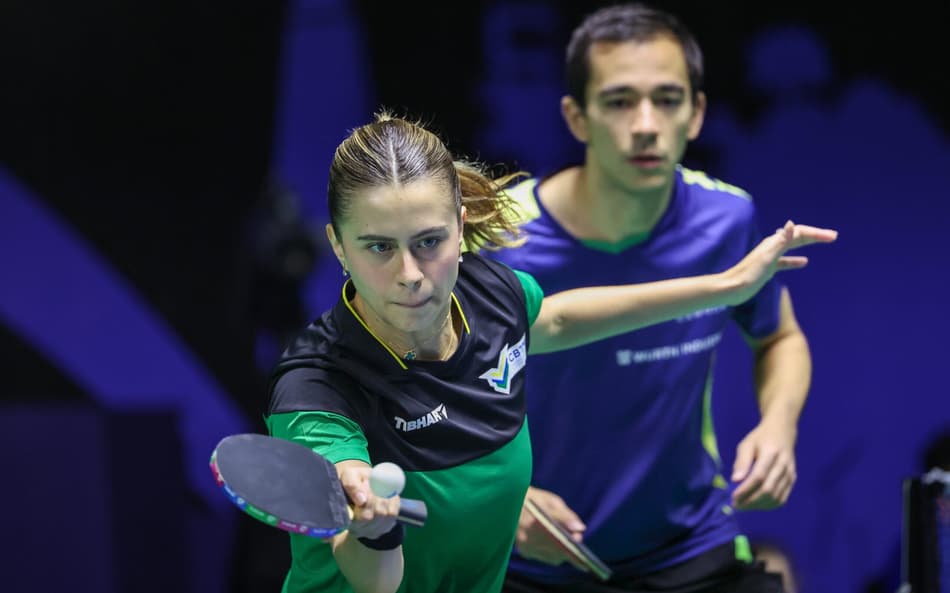Hugo Calderano e Bruna Takahashi na dupla mista de Foz do Iguaçu (Foto: Abelardo Mendes Jr/ CalderanoTM)