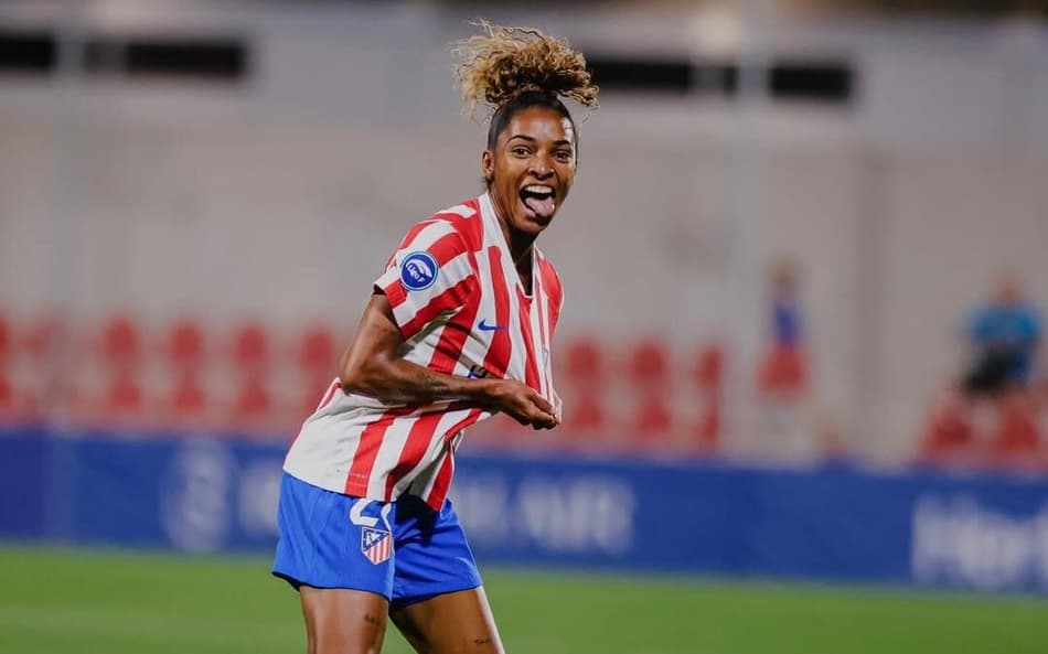 Luany comemora gol pelo Atlético de Madrid na Liga F (Foto: Reprodução)