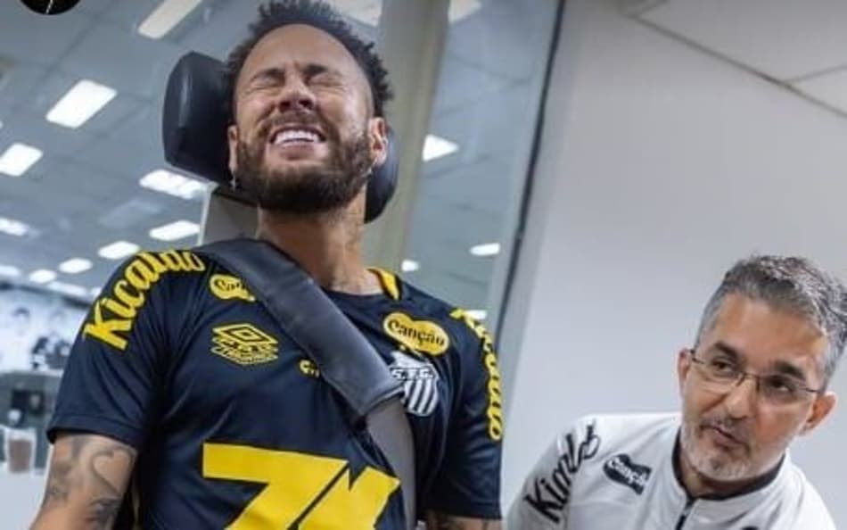 Neymar realiza teste físico no CT Rei Pelé. (Foto: Divulgação/ Santos FC)