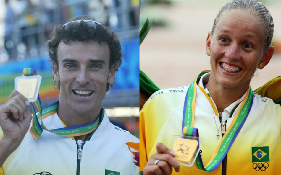 Yane Marques e Emanuel Rego foram ouro em 2007, no Pan do Rio (Fotos: Gaspar Nobrega / COB e Eduardo Viana / Lancepres / Acervo Lance!)