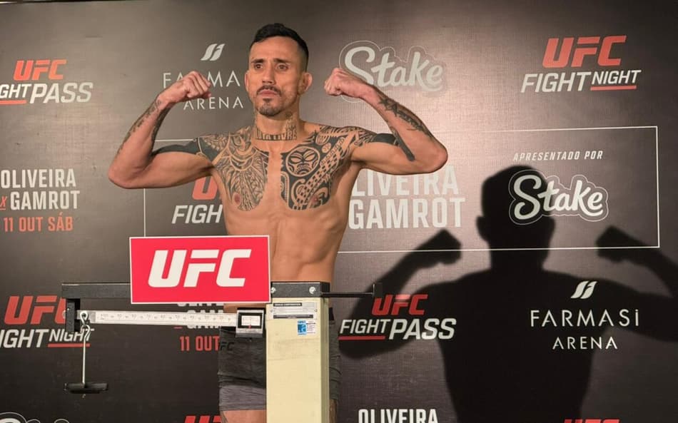 Saimon Oliveira em pesagem oficial para o UFC Rio (Foto: Anna Ramos/Lance!)
