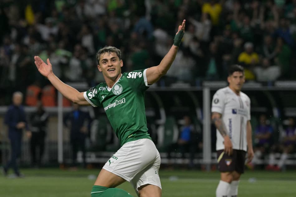 Sosa comemora seu gol em Palmeiras x LDU pela semifinal da Libertadores