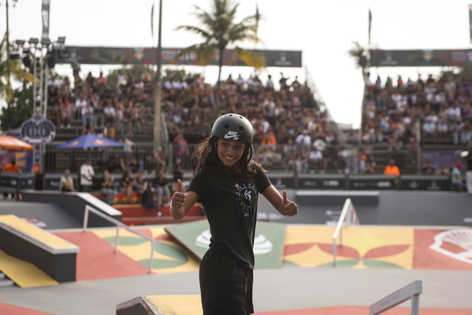 RIO DE JANEIRO (RJ), 14/11/2025 - SKATE / STU / PRO TOUR - PRO TOUR STU RIO, terceira etapa da temporada 2025. Evento realizado na Praca do O, na Barra da Tijuca, nesta sexta-feira (14). Atleta Rayssa Leal em atividade. (Foto: RENAN AREIAS/Agencia Enquadrar/Gazeta Press)