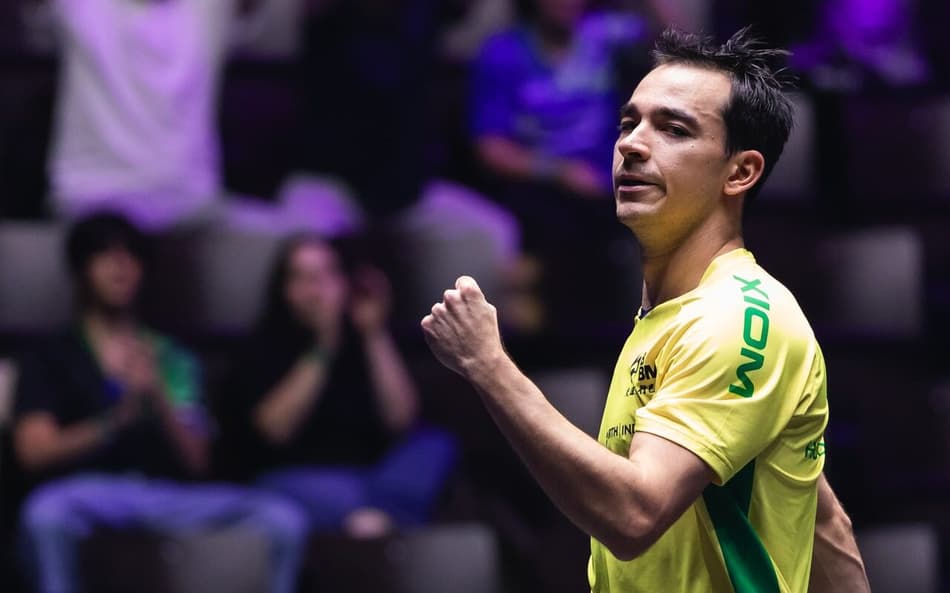 Hugo Calderano é eliminado por Kanak Jha no WTT Champions de Montpellier (Foto: Divulgação / WTT)
