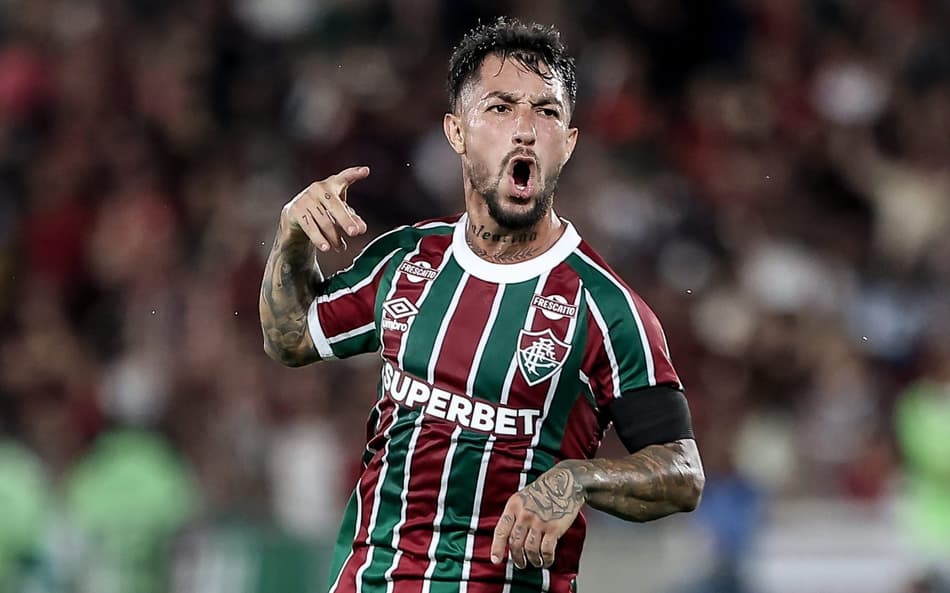 Lucho Acosta comemora gol do Fluminense contra o Flamengo (Foto: Lucas Merçon/ Fluminense FC)