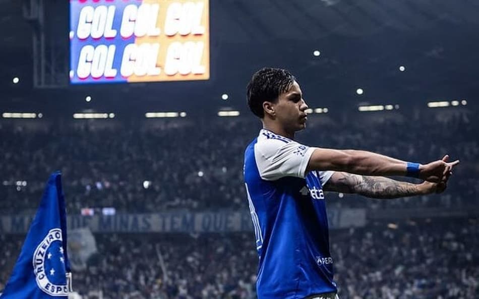 Atacante Kaio Jorge comemora gol do Cruzeiro contra o Corinthians (Foto: Gustavo Aleixo/Cruzeiro)
