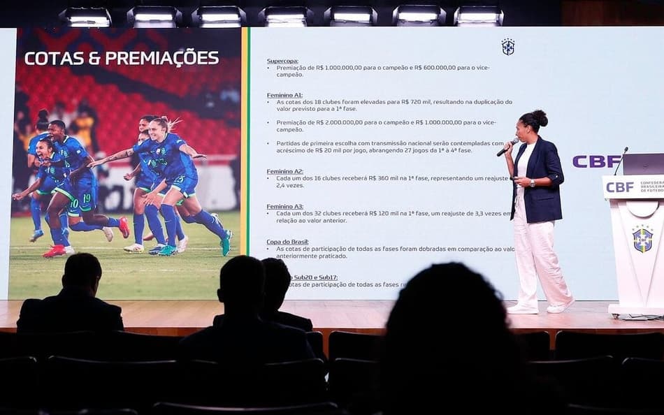 Aline Pellegrino apresenta aumento das premiações no futebol feminino. (Rafael Ribeiro/CBF)