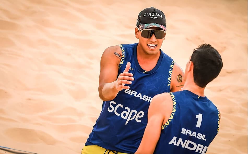Andre e Renato no Mundial de Vôlei de Praia 2025 (Foto: Volleyball World)