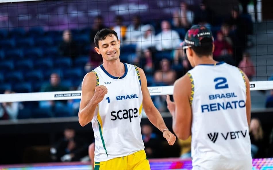 André e Renato no Mundial de Vôlei de Praia 2025 (Foto: Volleyball World)
