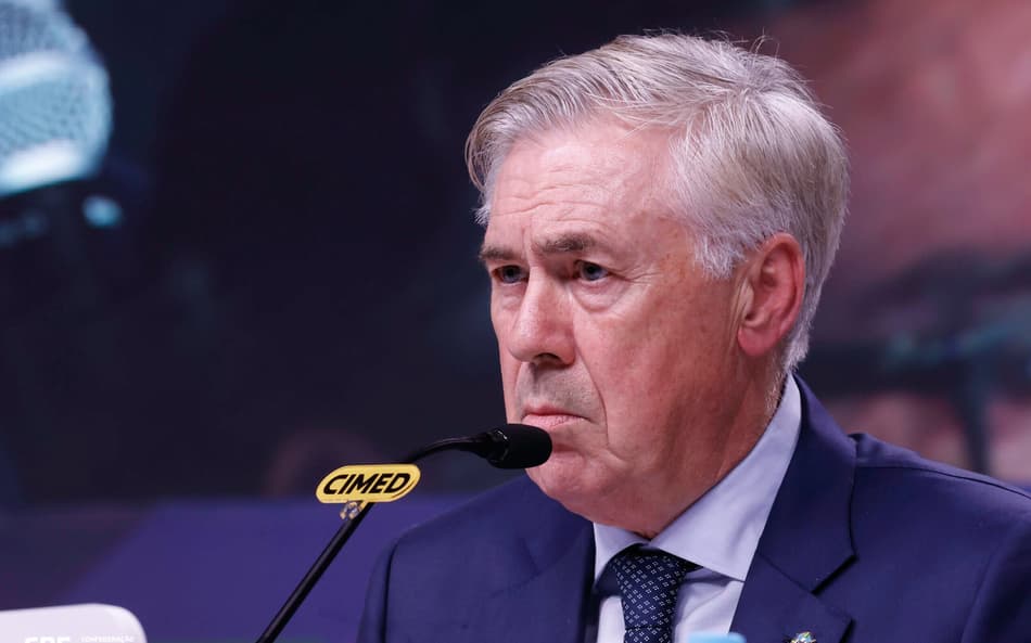 Carlo Ancelotti em coletiva na CBF para convocação da Seleção Brasileira