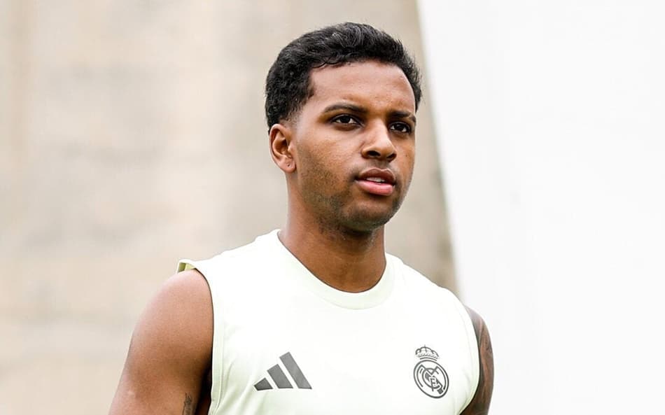 Rodrygo durante treino do Real Madrid