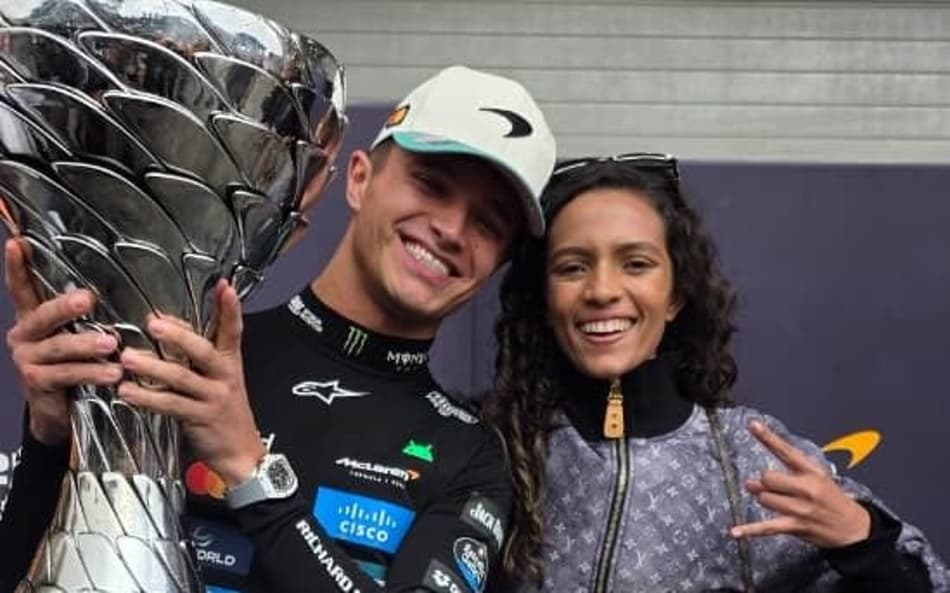 Lando Norris e Rayssa Leal no GP Brasil de Fórmula 1 (Reprodução)