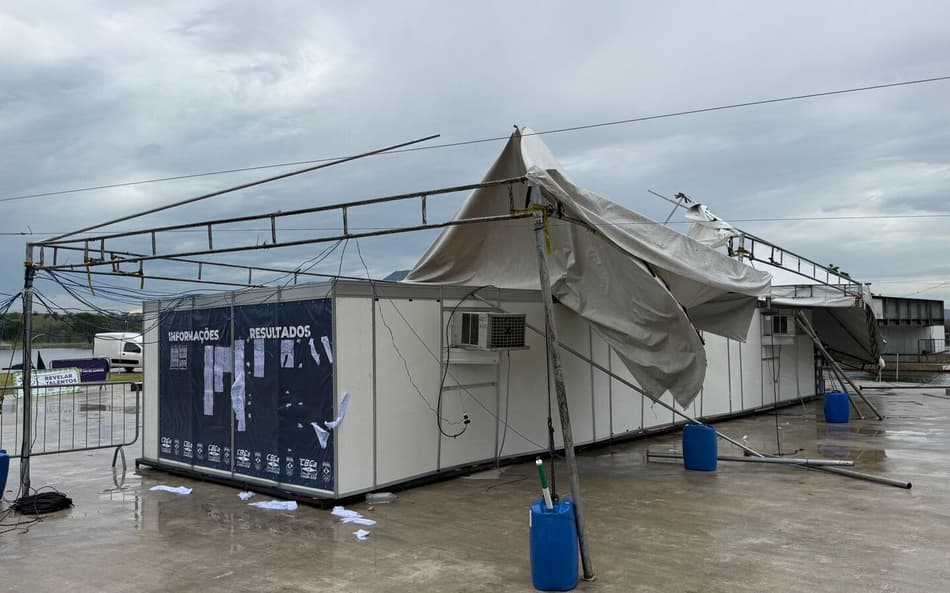 Estado da estrutura do Campeonato Brasileiro de Canoagem após as chuvas no Rio de Janeiro (Foto: Divulgação)