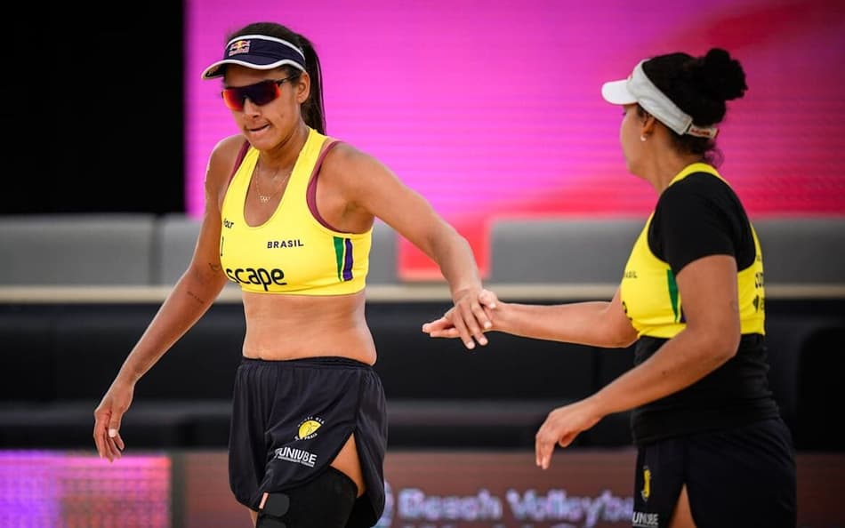 Duda e Ana Patrícia no Mundial de Vôlei de Praia 2025 (Foto: Volleyball World)