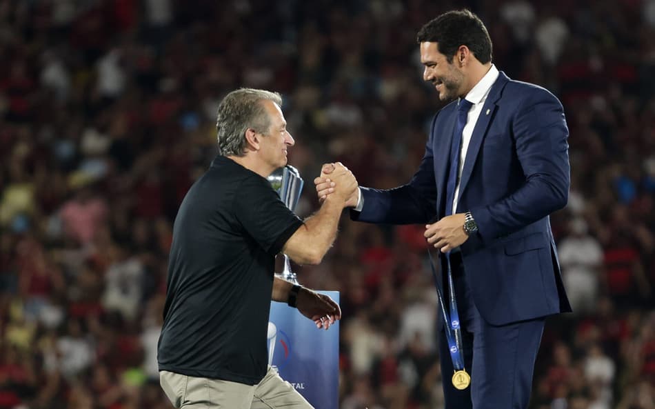 Bap, presidente do Flamengo, e Samir Xaud, da CBF (Foto: Adriano Fontes / Flamengo)