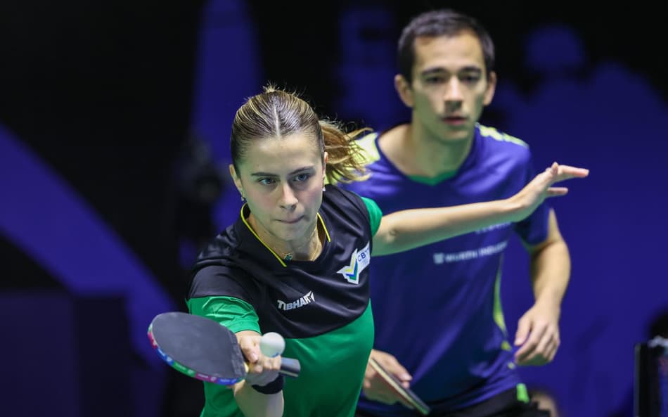 Hugo Calderano e Bruna Takahashi na dupla mista de Foz do Iguaçu (Foto: Abelardo Mendes Jr/ CalderanoTM)