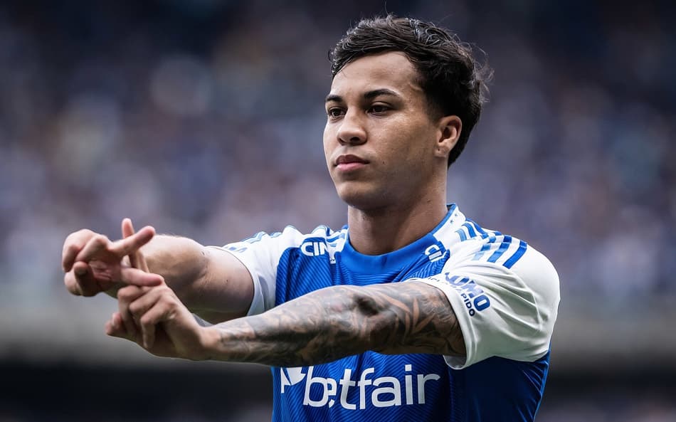 Kaio Jorge comemora seu gol em Cruzeiro x Vitória, no Mineirão Foto: Gustavo Aleixo/Cruzeiro