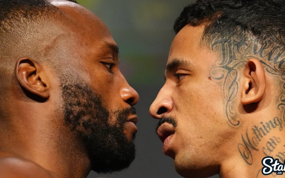 Última encarada entre Leon Edwards e Carlos Prates antes do UFC 322 (Foto: Reprodução/X/UFC)