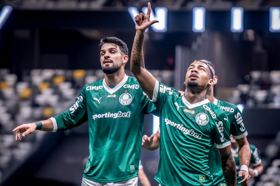 Allan, do Palmeiras, comemora gol marcado