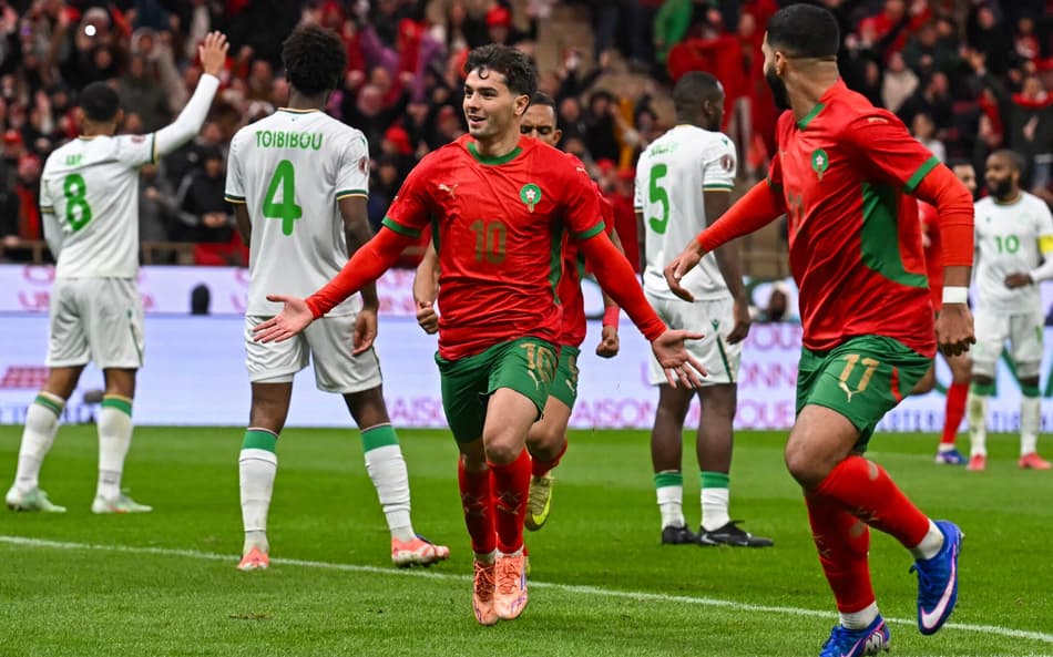 Brahim Díaz celebra gol de Marrocos sobre Comores, na Copa Africana de Nações