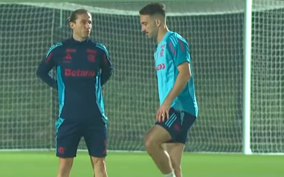 Filipe Luís Léo Ortiz treino Flamengo Catar