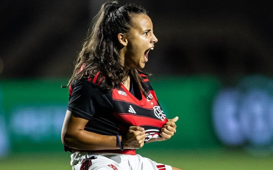 Anna Luiza marca um dos gols da vitória do Flamengo contra o Grêmio, na final da Copinha Feminina. (Foto: Diego Soares/Ag. Paulistão)