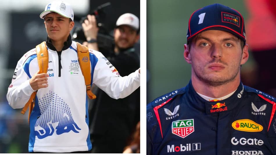 Max Verstappen (HOL) e Isack Hadjar (FRA) na F1 (Foto; Andrej ISAKOVIC/AFP / Clive Rose/Getty Images/AFP)