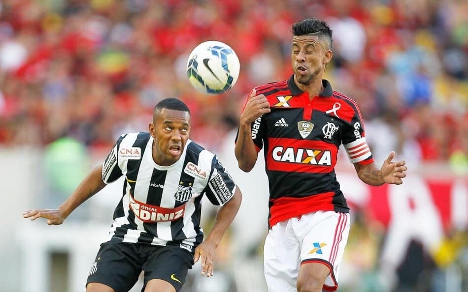 Flamengo x Santos - Léo Moura e Robinho (Foto: Wagner Meier/ LANCE!Press)
