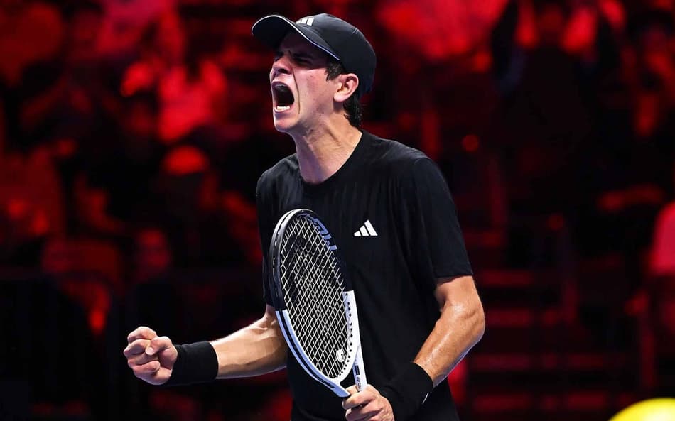 O espanhol Rafael Jodar comemor a vitória sobre Tien no NextGen (Foto: Corinne Dubreuil/ATP Tour)