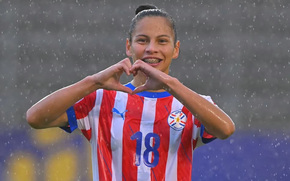 Claudia Martínez comemora gol pelo Paraguai na Copa América Feminina. (Foto: CONMEBOL/Divulgação)