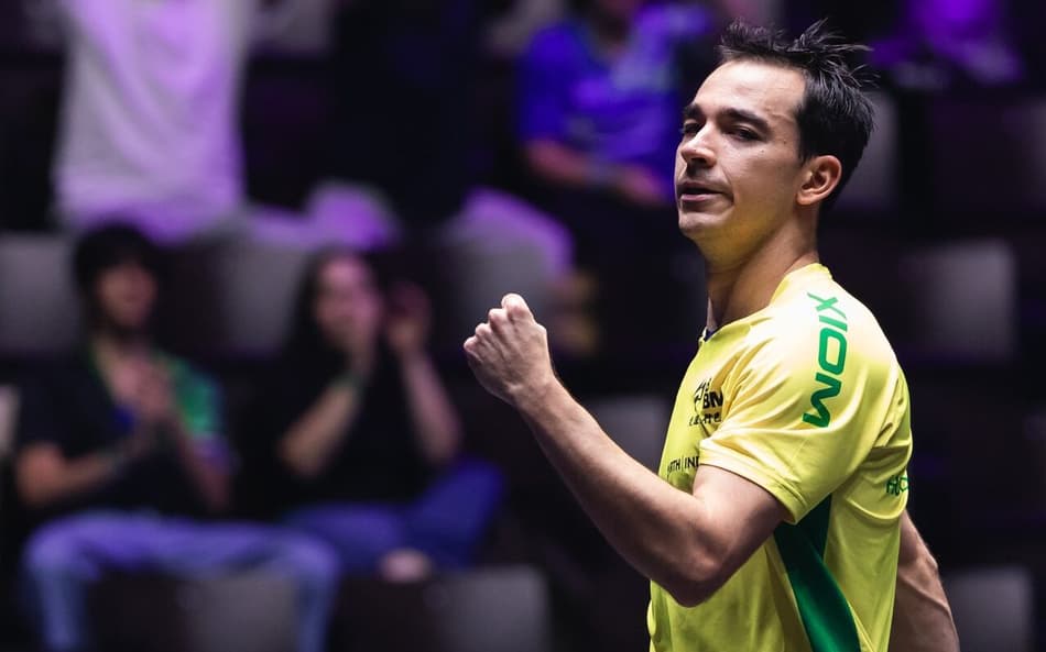 Hugo Calderano é eliminado por Kanak Jha no WTT Champions de Montpellier (Foto: Divulgação / WTT)