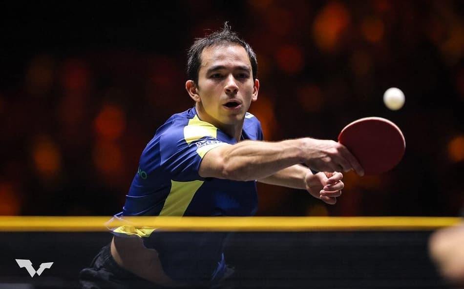 Hugo Calderano na vitória no China Smash (Foto: Divulgação/WTT)