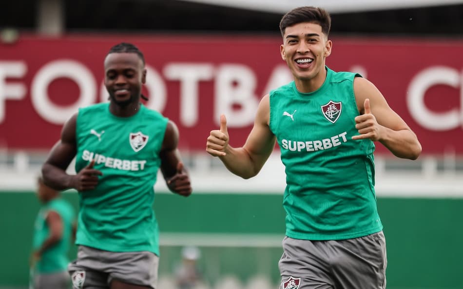 Lezcano e Santi Moreno em treino pelo Fluminense (Foto: Divulgação/ Fluminense FC)