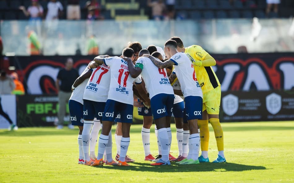 Jogadores do Bahia reunidos antes do Ba-Vi no Barradão (Foto: Letícia Martins / EC Bahia)