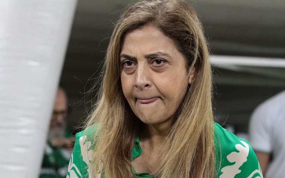 A presidenta Leila Pereira, durante partida entre Palmeiras e Fluminense,