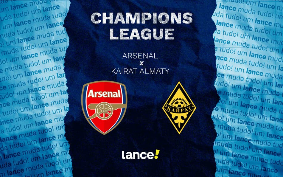 Arsenal x Kairat Almaty: onde assistir e prováveis escalações do jogo pela Champions League