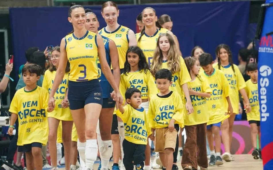 Brasil x Alemanha na VNL feminina (foto: divulgação CBV)