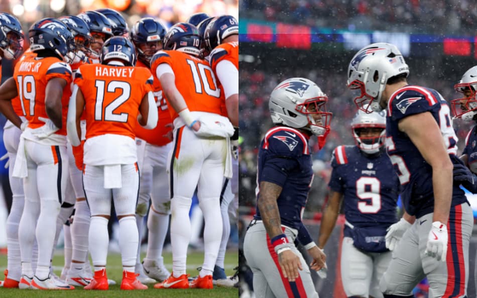 Denver Broncos e New England Patriots farão a final da AFC (Fotos: Matthew Stockman/AFP e Winslow Townson/AFP)
