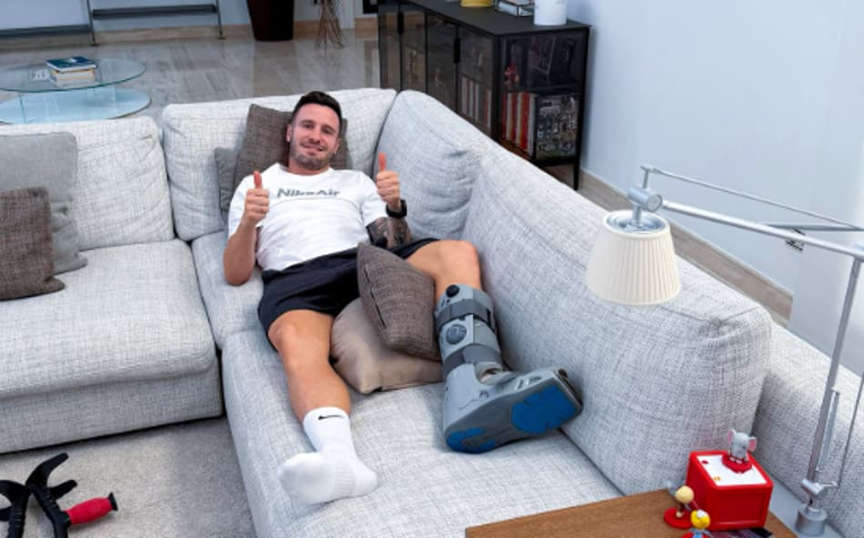 Saúl, do Flamengo, durante recuperação (Foto: Reprodução)