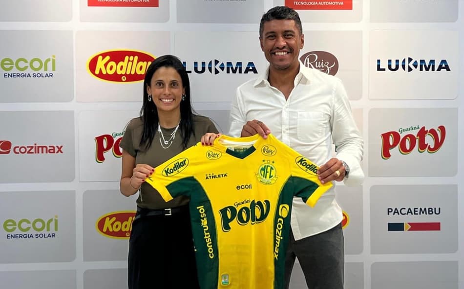 Rafa Esteves, nova gestora do Mirassol, e Paulinho. (Foto: JP Pinheiro/Agência Mirassol)