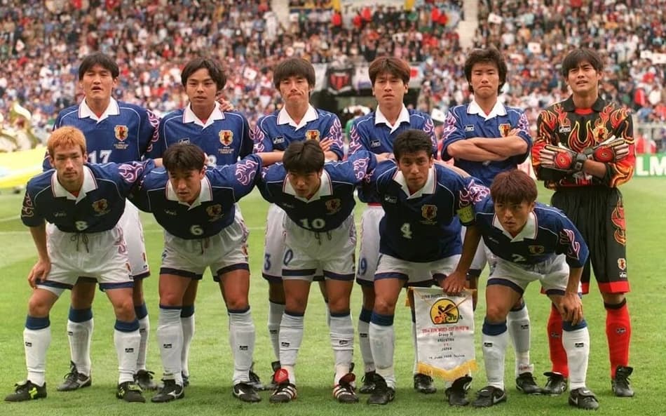 Japão em sua primeira participação em Copa do Mundo, na França, em 1998 (Foto: Divulgação/Fifa)