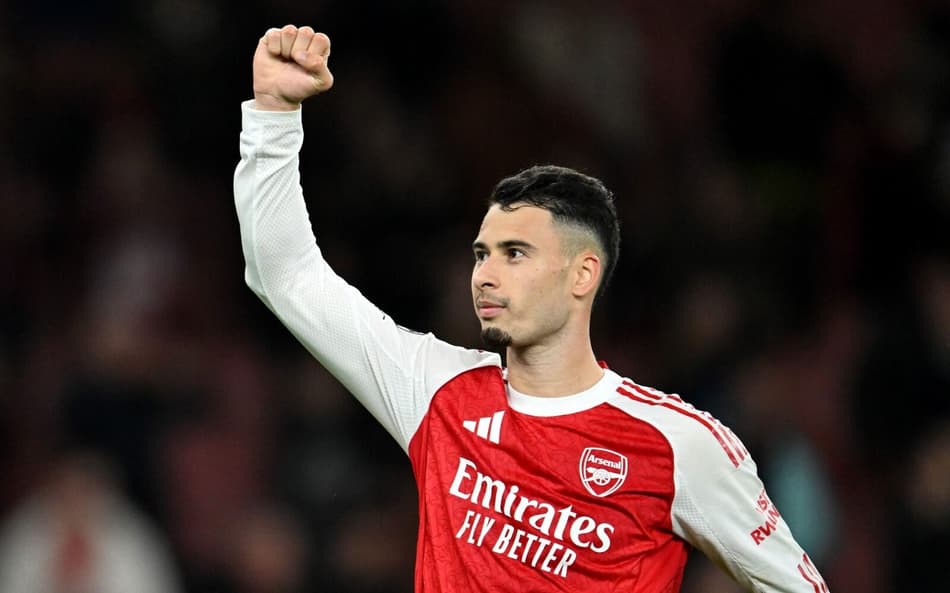 Gabriel Martinelli comemora vitória contra Atlético de Madrid, pela Champions League (Foto: Divulgação / Arsenal)