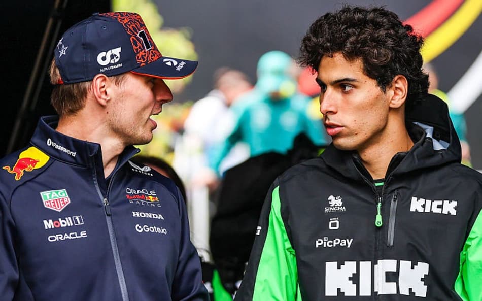 Gabriel Bortoleto e Max Verstappen na F1 (Foto: Getty Images/ AFP)