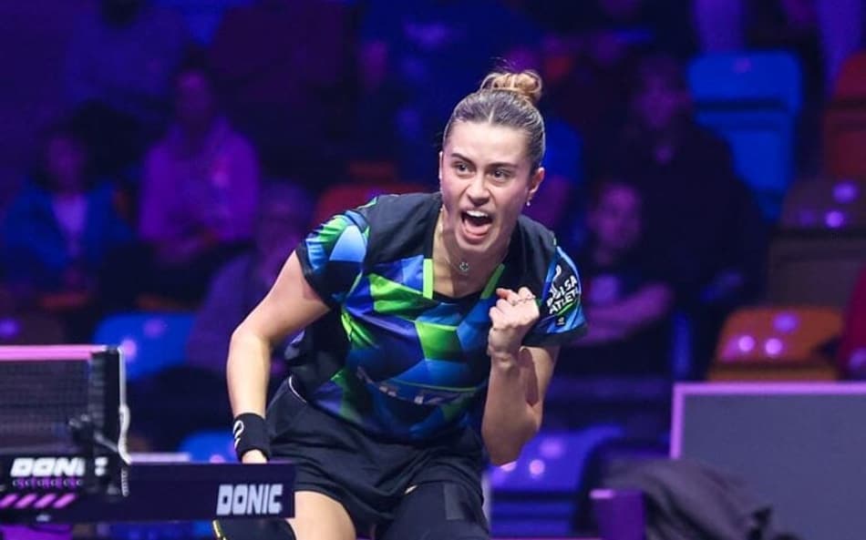 Bruna Takahashi, na estreia do WTT Champions de Frankfurt