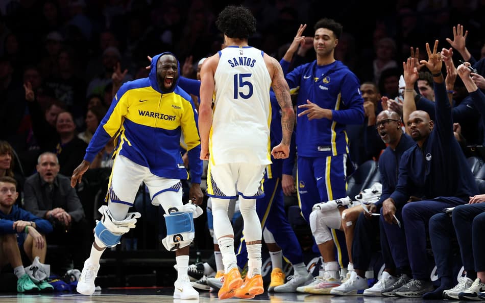 Gui Santos no jogo entre Warriors e Wolves na NBA (Foto: David Berding/Getty Images/AFP)