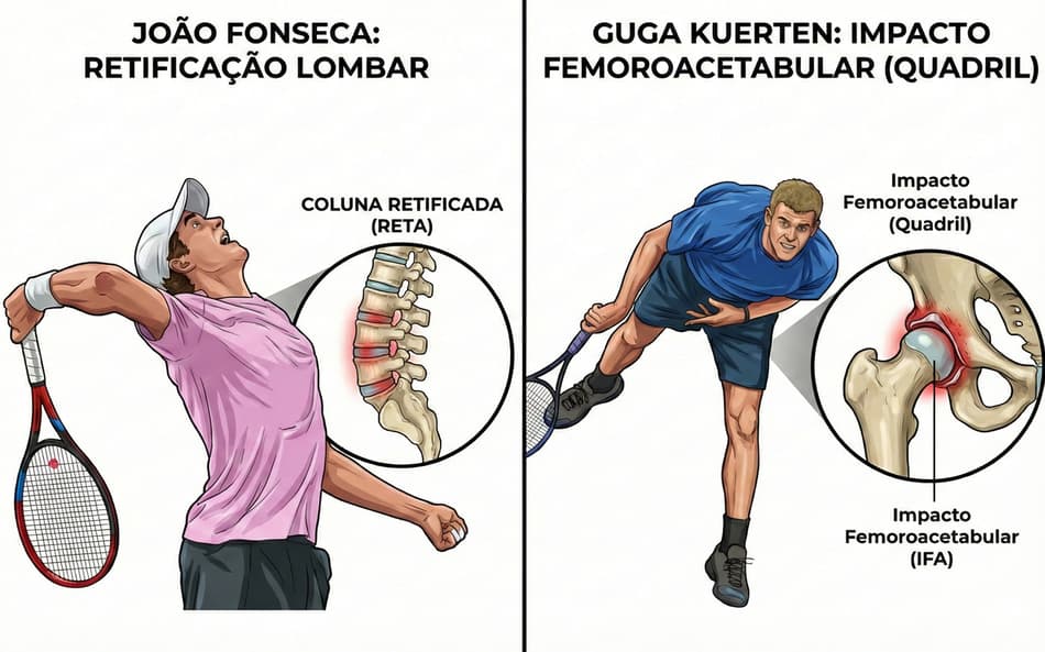Arte compara as lesões de João Fonseca com a de Guga Kuerten (Arte/Lance!)