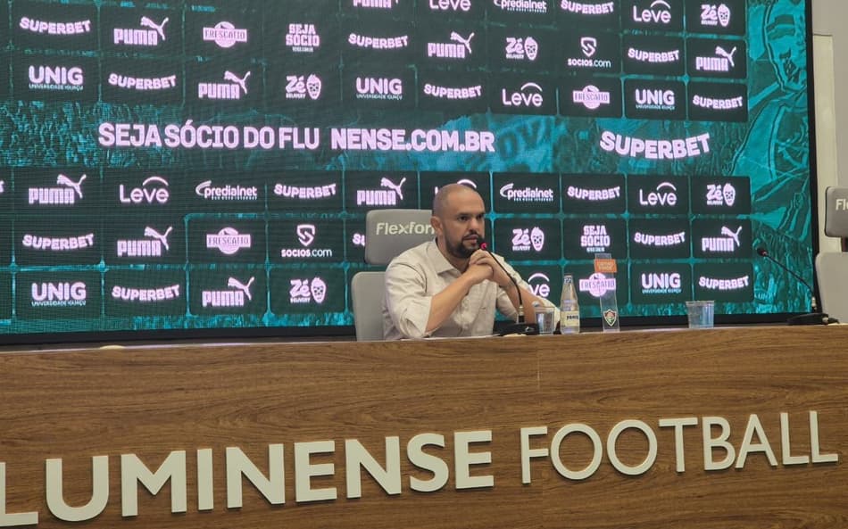 Mattheus Montenegro, presidente do Fluminense, em entrevista coletiva (Foto: Sharon Prais/Lance!)