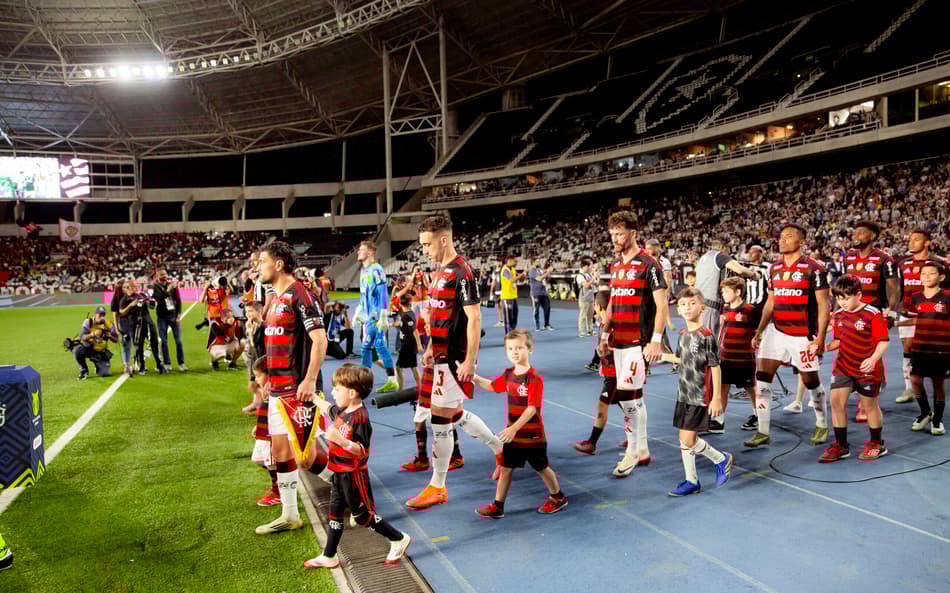 Jogadores do Flamengo contra o Botafogo (Foto: Adriano Fontes/Flamengo)