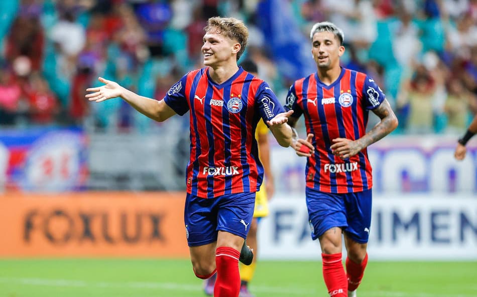 Dell comemora gol do Bahia contra o Porto (Foto: Rafael Rodrigues/EC Bahia)